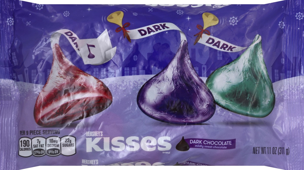 slide 5 of 5, Kisses Holiday Special Dark Mildly Sweet Chocolates, 11 oz