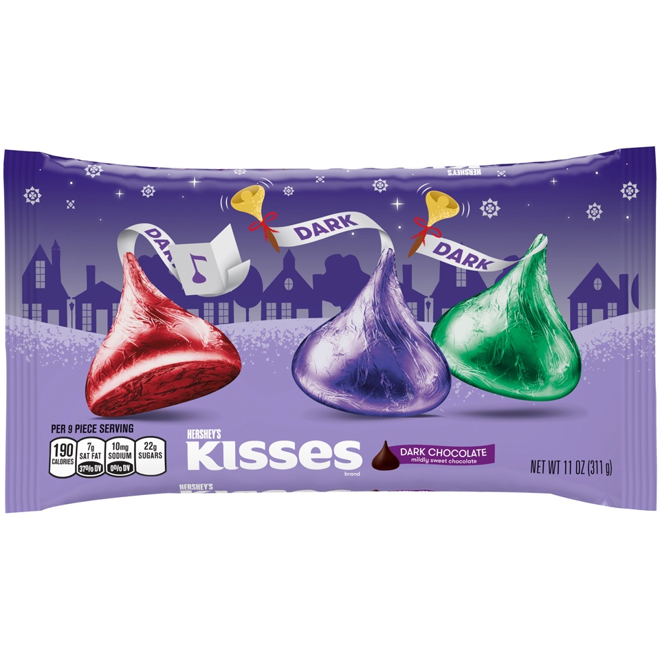 slide 1 of 5, Kisses Holiday Special Dark Mildly Sweet Chocolates, 11 oz