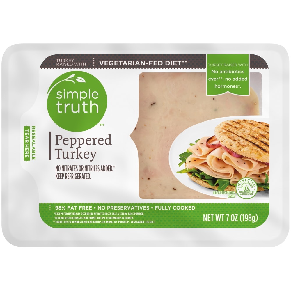 slide 1 of 1, Simple Truth All Natural Cracked Black Pepper Turkey, 7 oz