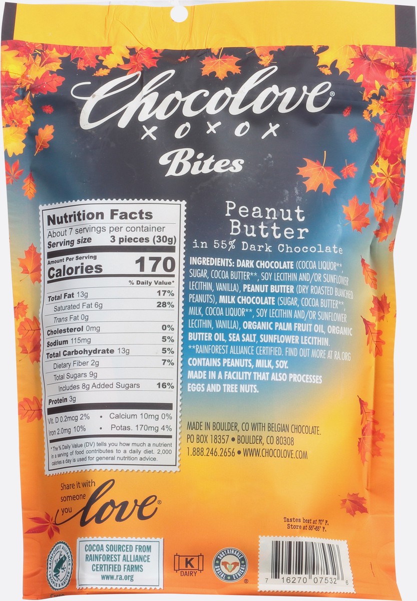 slide 6 of 9, Chocolove Xoxo Bites Peanut Butter Dark Chocolate, 7.05 oz
