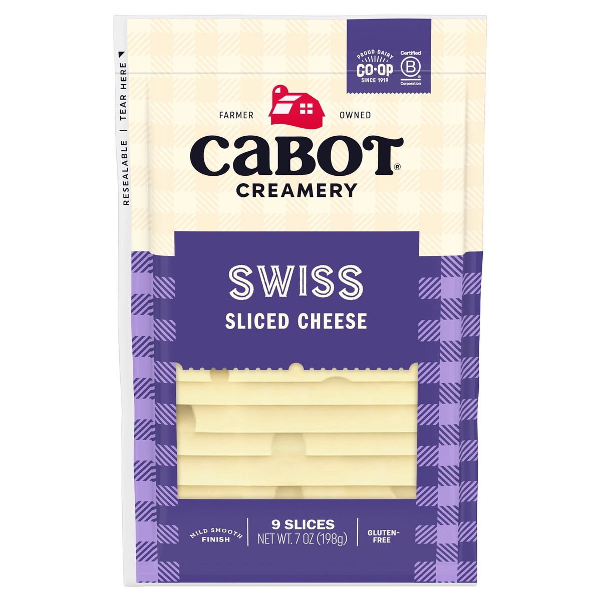slide 1 of 1, Cabot Swiss Sliced Cheese, 9 ct