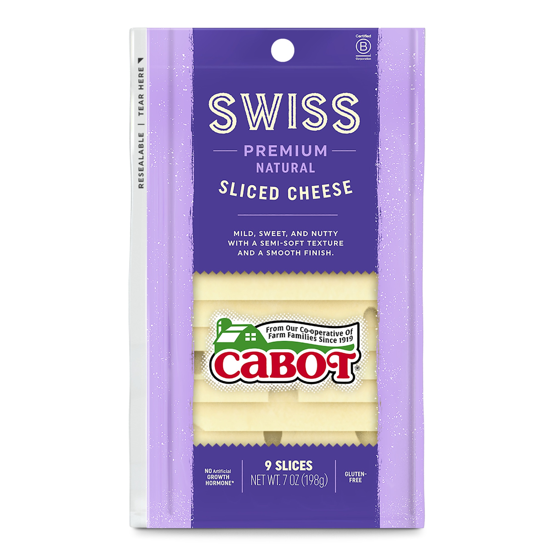 slide 1 of 2, Cabot Swiss Sliced Cheese, 7 oz