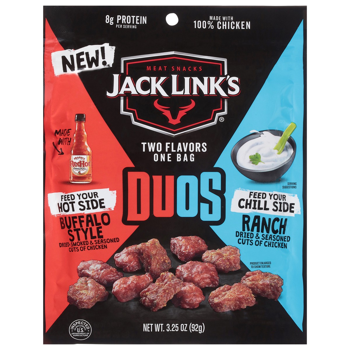 slide 6 of 15, Jack Link's Duos Dried Smoked & Seasoned Buffalo Style/Ranch Cuts of Chicken 3.25 oz, 3.25 oz