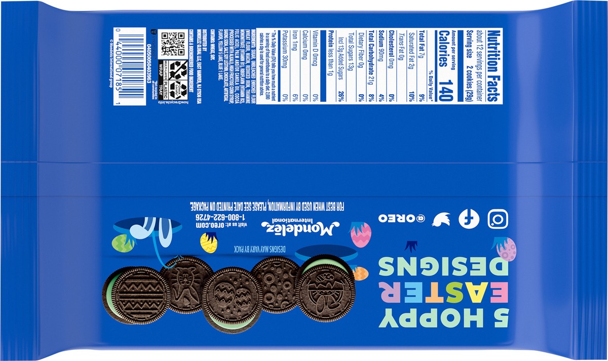 slide 5 of 9, OREO Green Creme Easter Chocolate Sandwich Cookies, Limited Edition, Easter Cookies, 12.2 oz, 12.2 oz