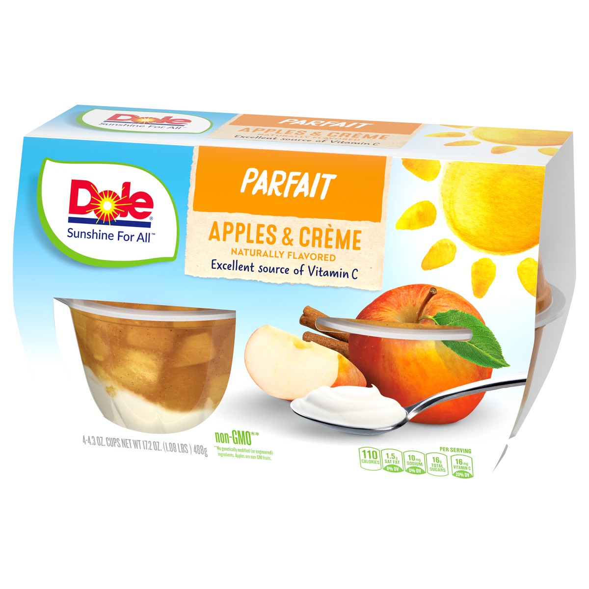 slide 3 of 11, DOLE Fruit Bowls Apples & Creme Parfait 4 - 4.3 oz Cups, 4 ct