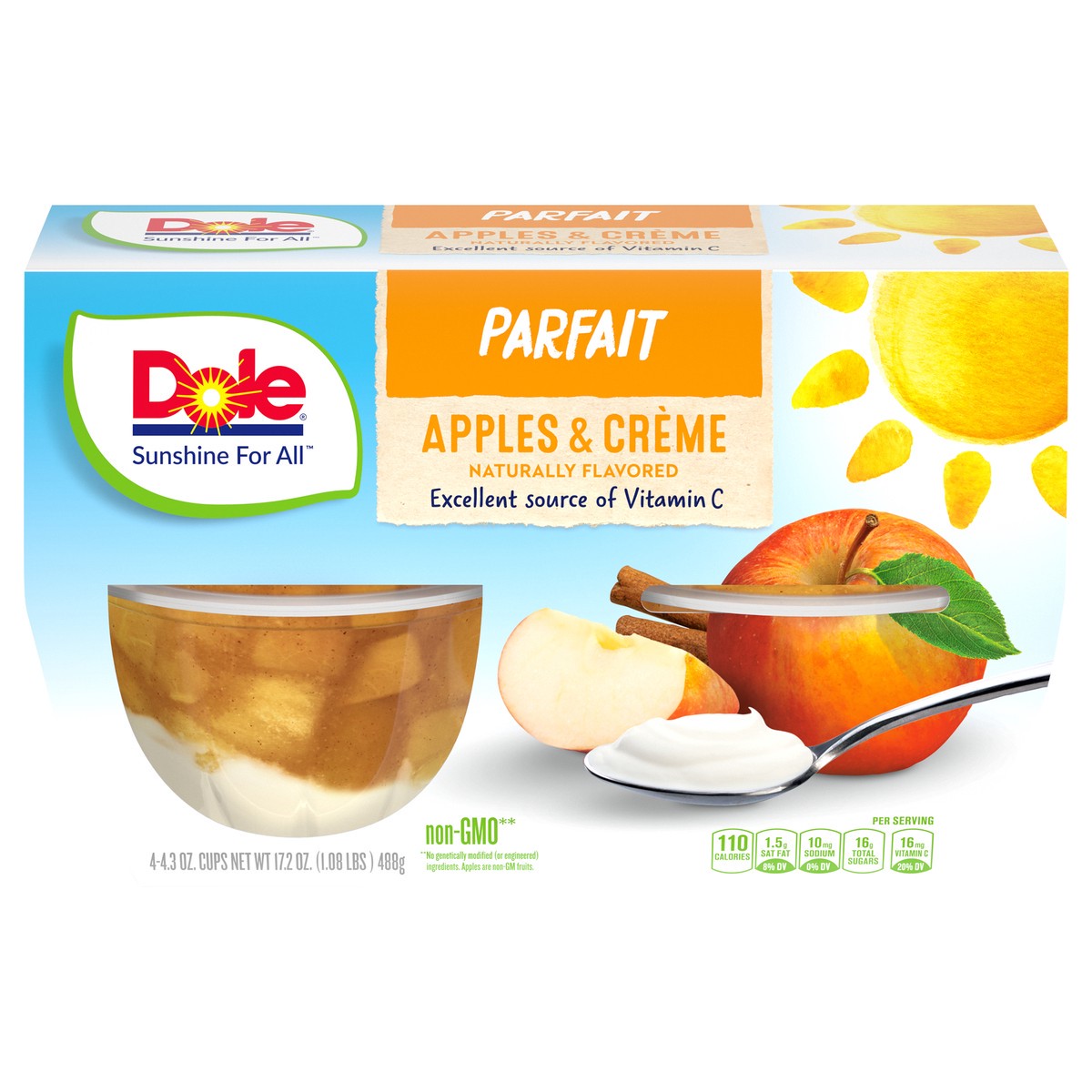 slide 1 of 11, DOLE Fruit Bowls Apples & Creme Parfait 4 - 4.3 oz Cups, 4 ct