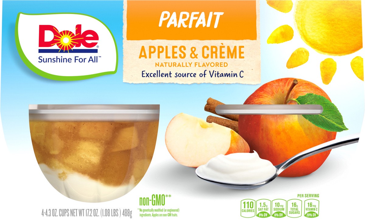 slide 9 of 11, DOLE Fruit Bowls Apples & Creme Parfait 4 - 4.3 oz Cups, 4 ct