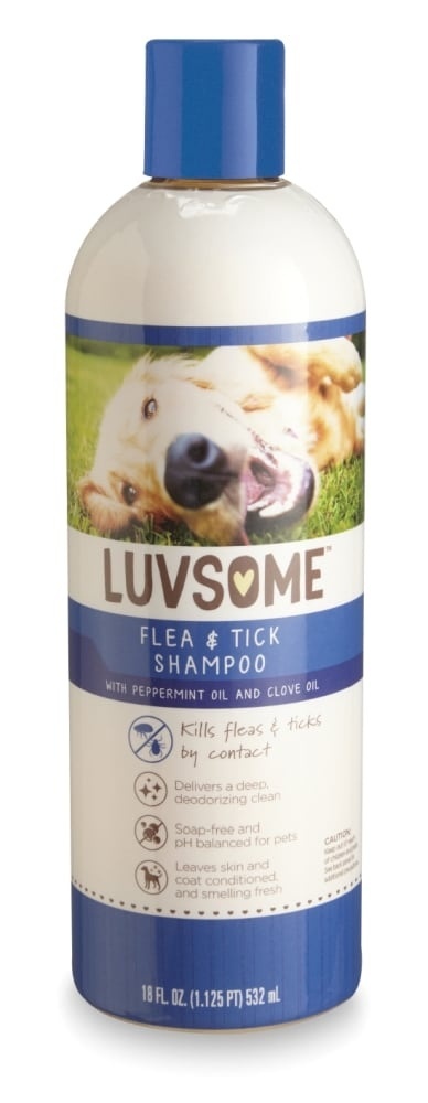 slide 1 of 1, Luvsome Flea & Tick Dog Shampoo, 18 fl oz