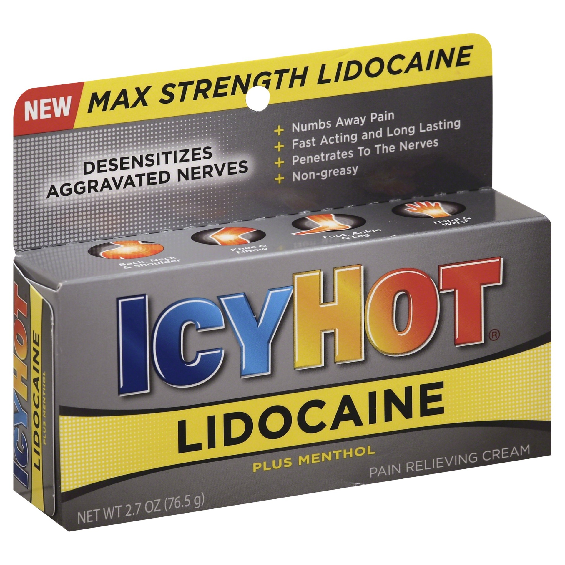 slide 1 of 3, Icy Hot Max Strength Lidocaine Plus Menthol Pain Relieving Cream, 2.7 oz