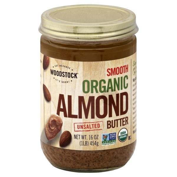 slide 1 of 1, Woodstock Smooth Organic Unsalted Almond Nut Butter, 16 oz