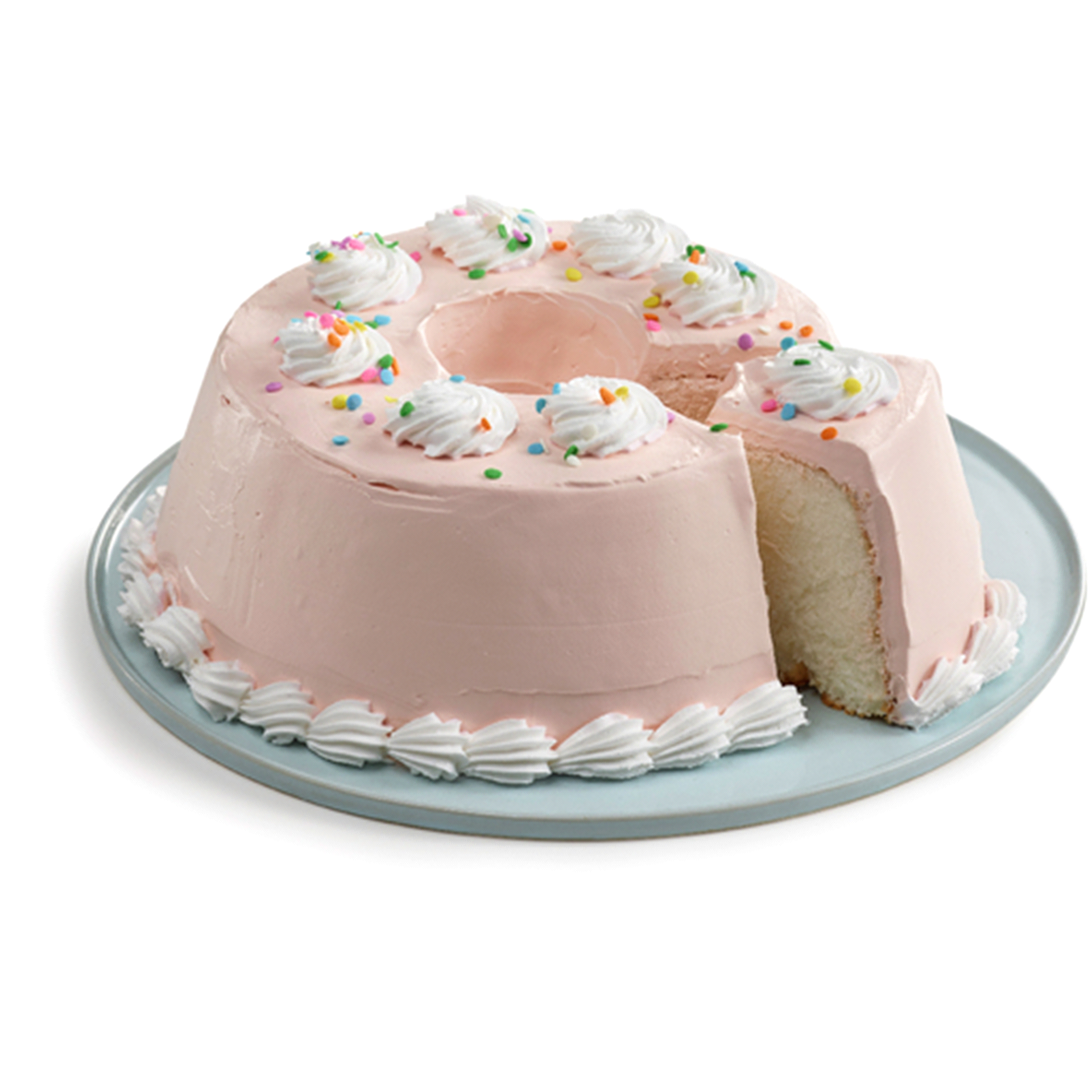 slide 1 of 1, OTHER-NATIONAL Meijer Iced Angel Food Cake, Strawberry Whipped Icing, 21 oz