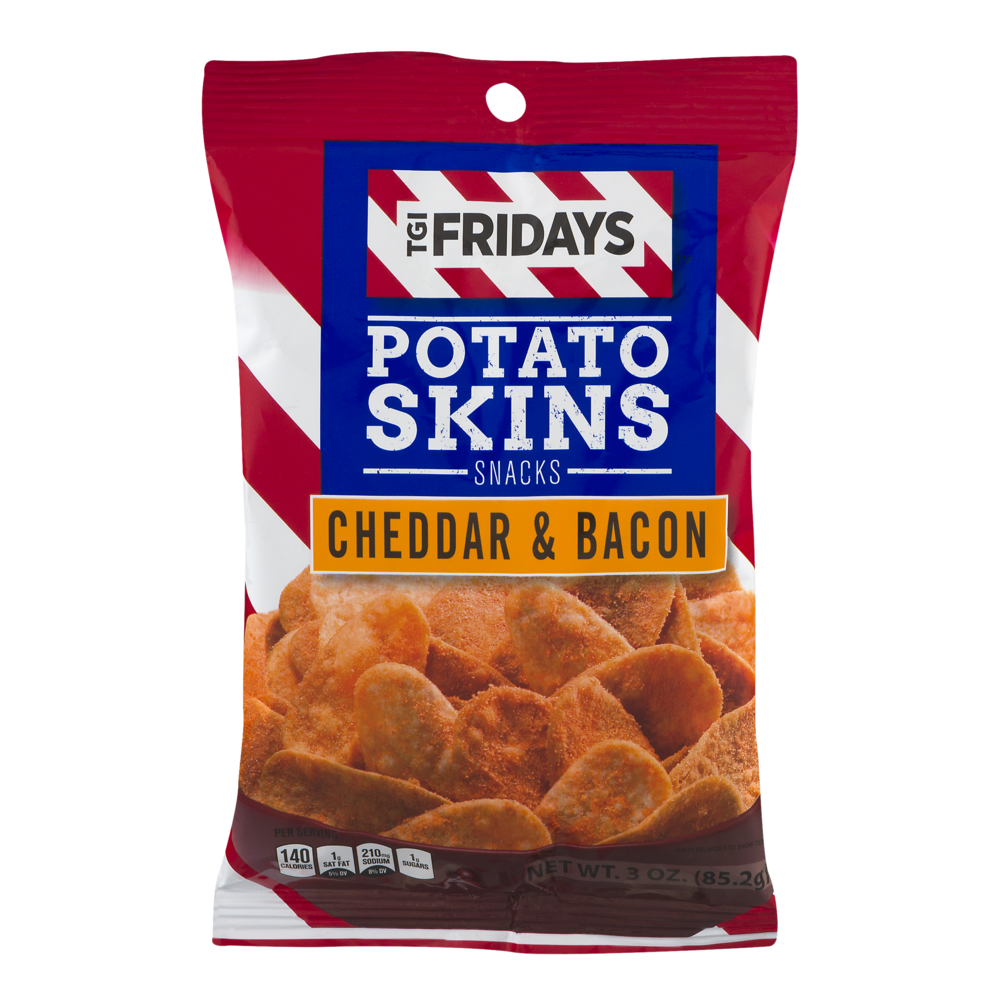 slide 1 of 1, T.G.I. Friday's Cheddar & Bacon Potato Skins Snacks , 3 oz