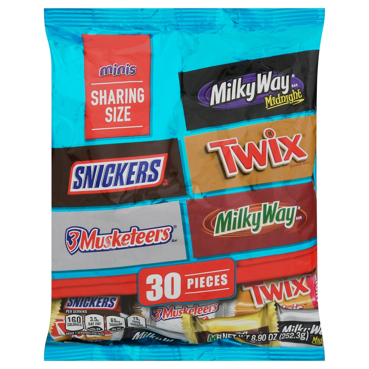 slide 1 of 11, SNICKERS, TWIX, MILKY WAY & 3 MUSKETEERS Variety Pack Milk & Dark Chocolate Candy Bars, 8.9 oz
