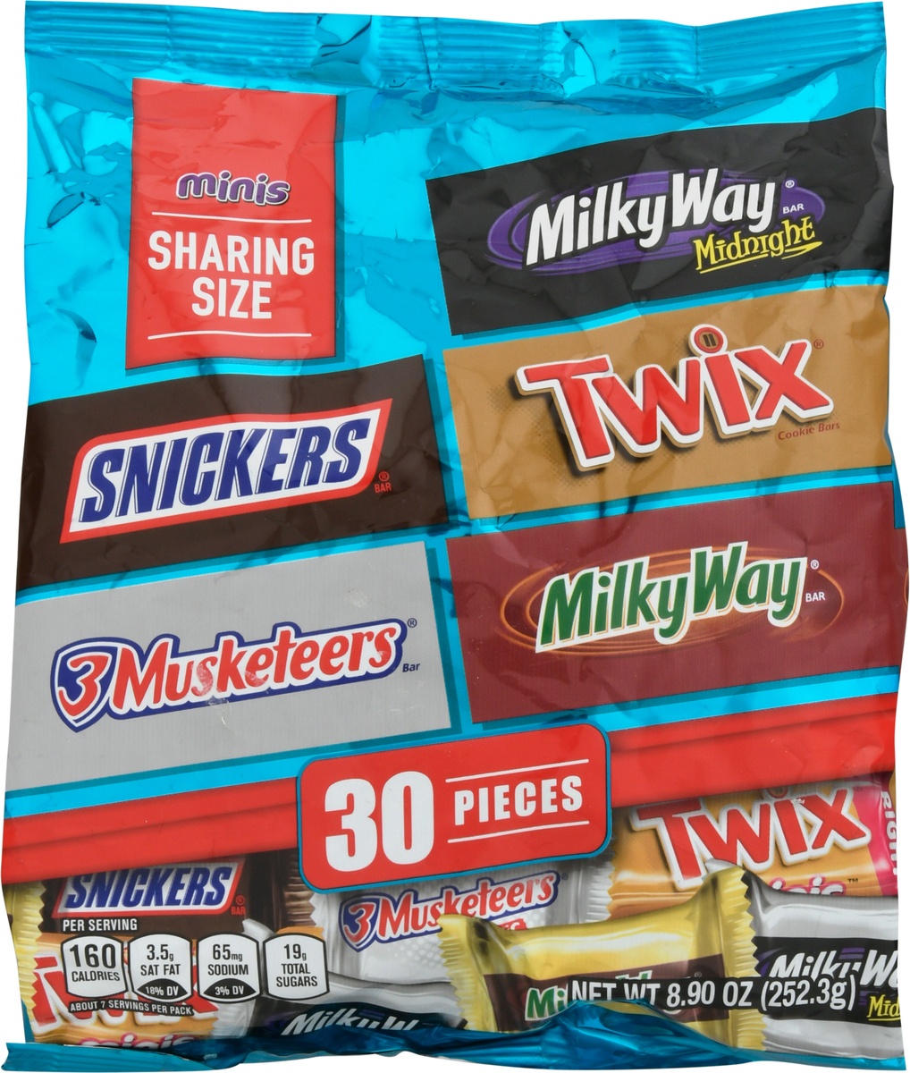 slide 9 of 11, SNICKERS, TWIX, MILKY WAY & 3 MUSKETEERS Variety Pack Milk & Dark Chocolate Candy Bars, 8.9 oz
