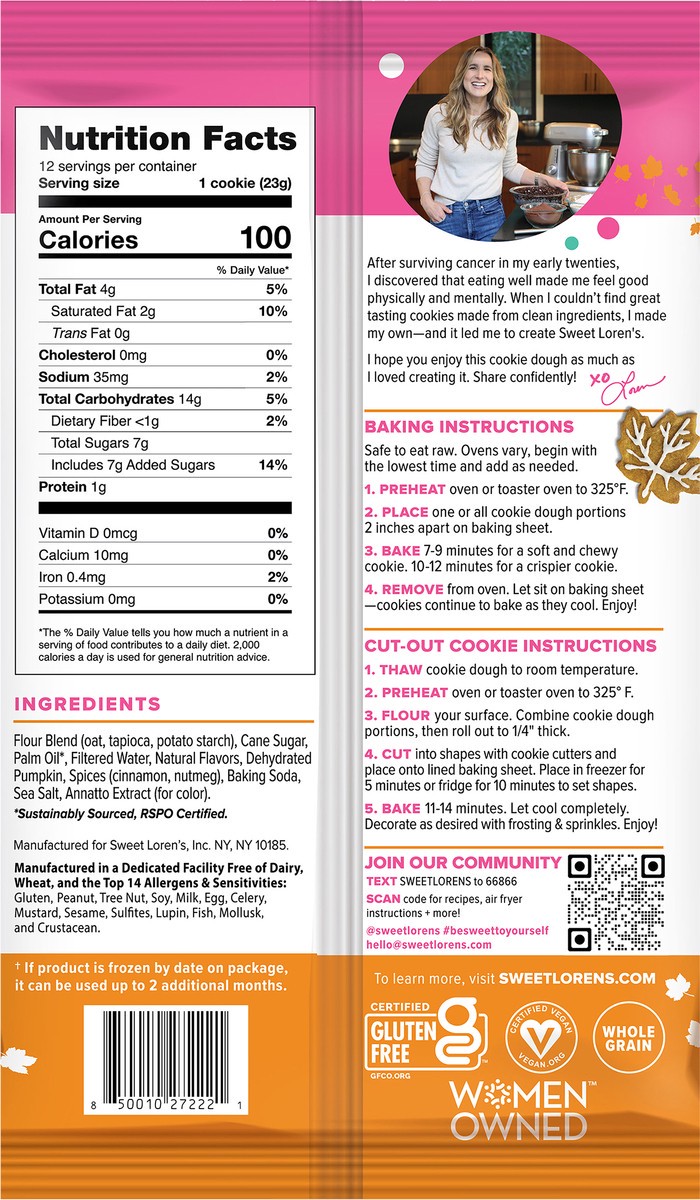 slide 7 of 10, Sweet Loren's Place & Bake Pumpkin Spice Cookie Dough 9.6oz, 12 ct