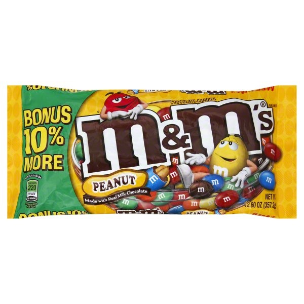 slide 1 of 1, M&M's Chocolate Candies, Peanut, Medium Bag, 12.6 oz