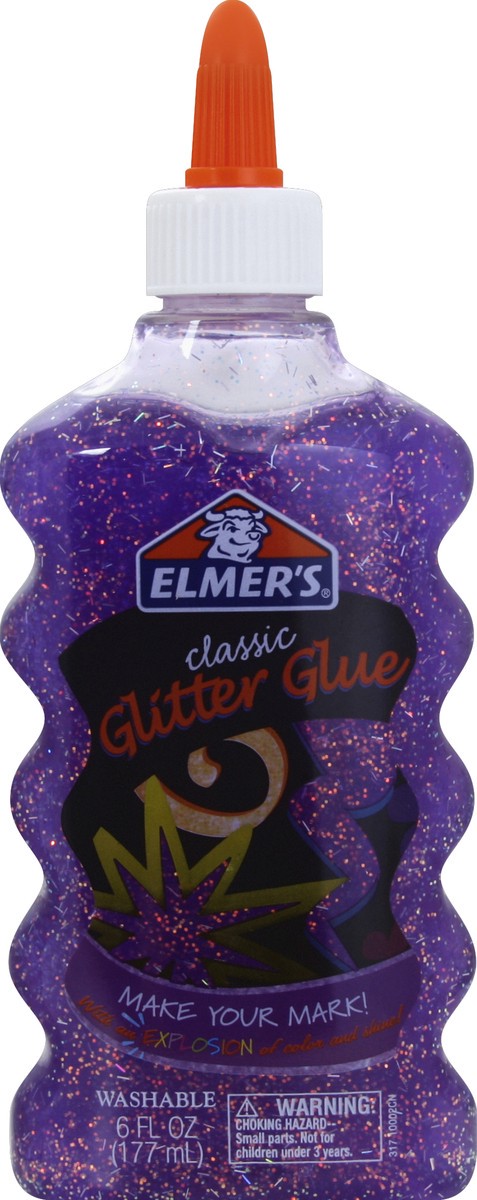slide 2 of 3, Elmer's Glitter Glue Purple, 6 oz
