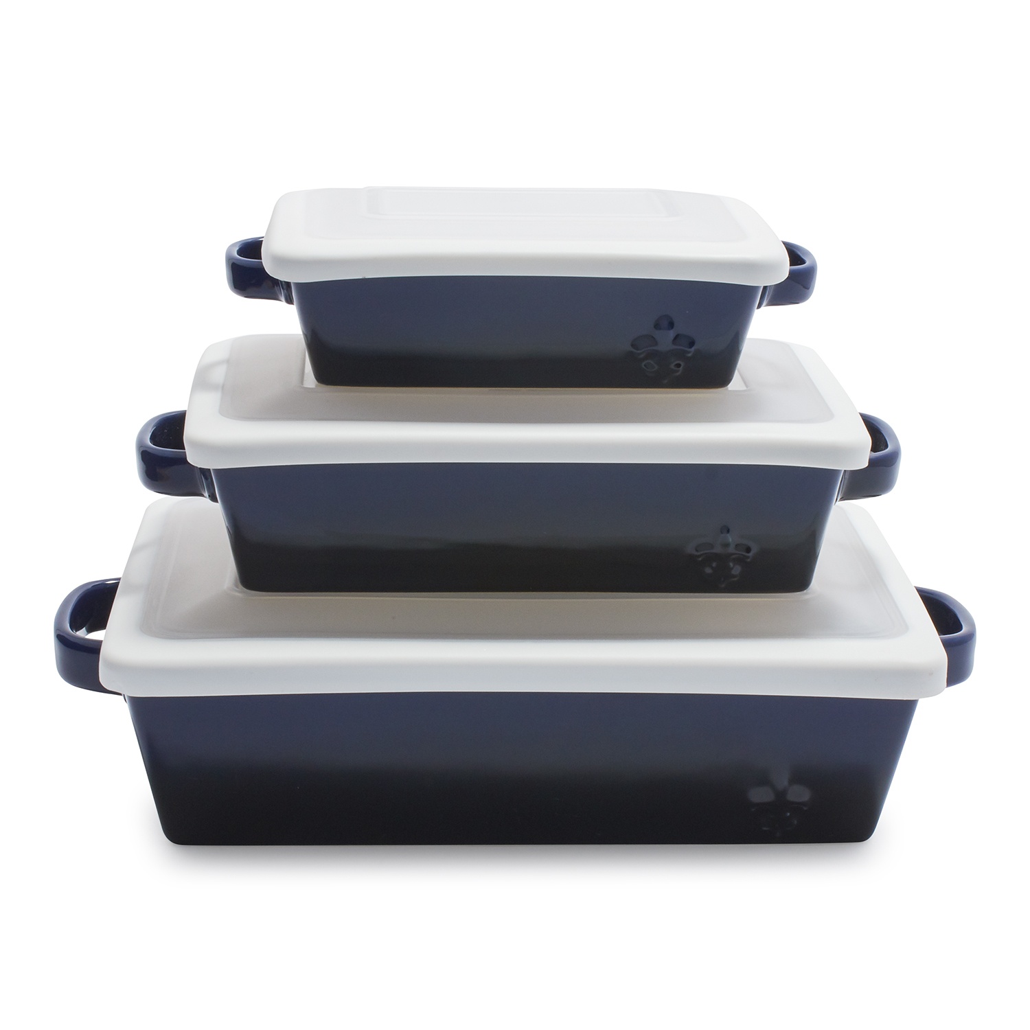 slide 1 of 1, La Marque 84 Oven to Table Baker Set with Lid, Navy, 3 ct