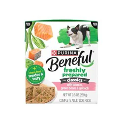 Purina Beneful Freshly Prepared Classics With Salmon, Green Beans and Spinach Pate Dog Food - 9.5 oz. Carton