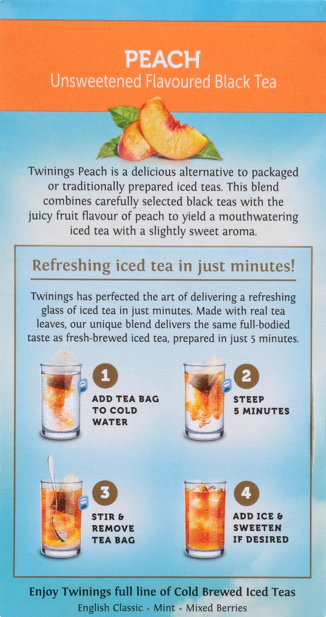 slide 6 of 9, Twinings Single Serve Tea Bags Cold Brewed Peach Iced Tea 20 20 20, 20 ct