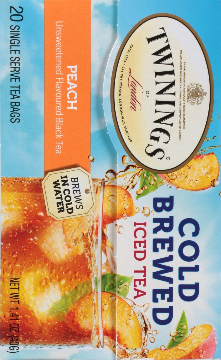 slide 4 of 9, Twinings Single Serve Tea Bags Cold Brewed Peach Iced Tea 20 20 20, 20 ct