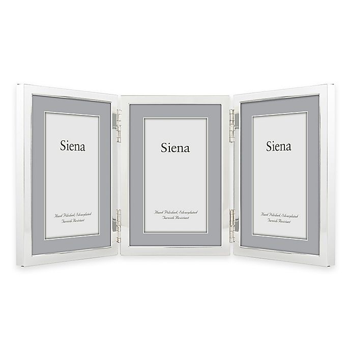 slide 1 of 1, Siena Silver-Plated Narrow Border Plain 3-Photo Picture Frame, 4 in x 6 in