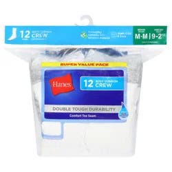 Hanes Boys' Cushion Crew Socks Medium Super Value Pack 12 ea