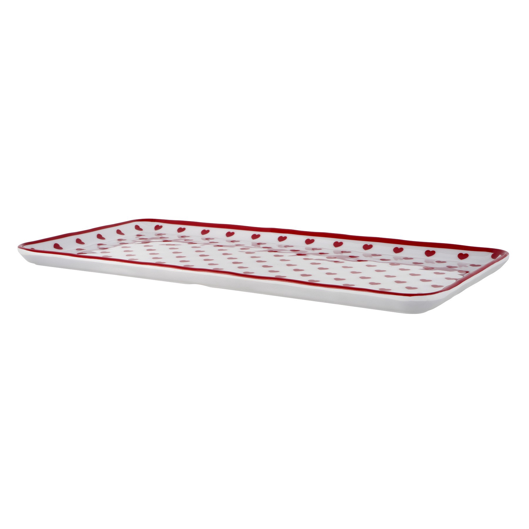 slide 2 of 2, 14"x 7" White & Red Hearts Melamine Platter By Celebrate It, 14 in x 7 in