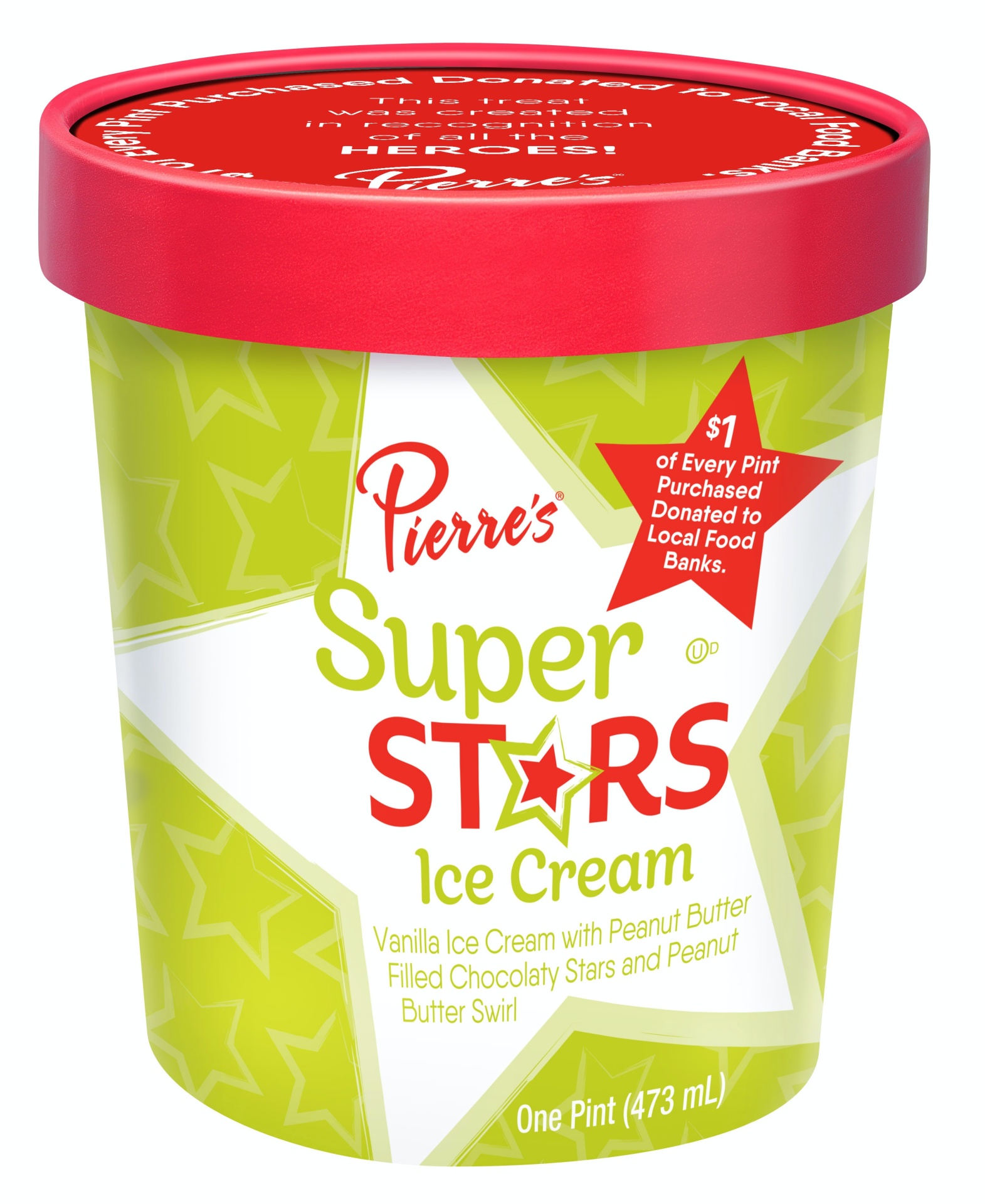 slide 1 of 1, Pierre's Super Stars Ice Cream, 16 oz