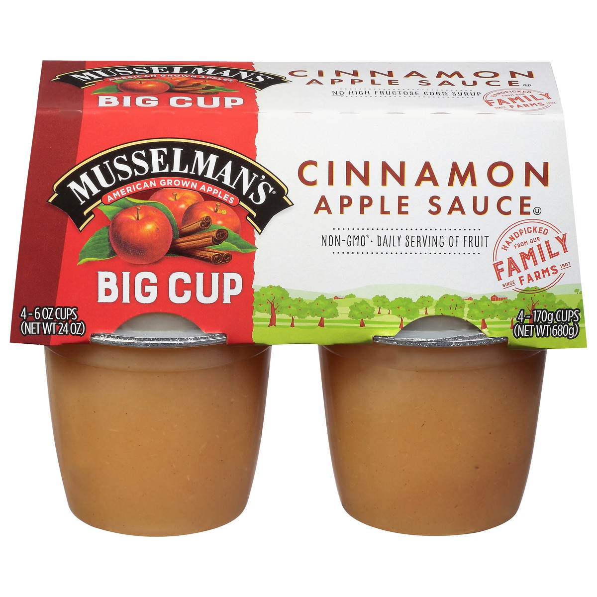 slide 1 of 12, Musselman's Cinnamon Big Cup Apple Sauce, 4 ct; 6 oz