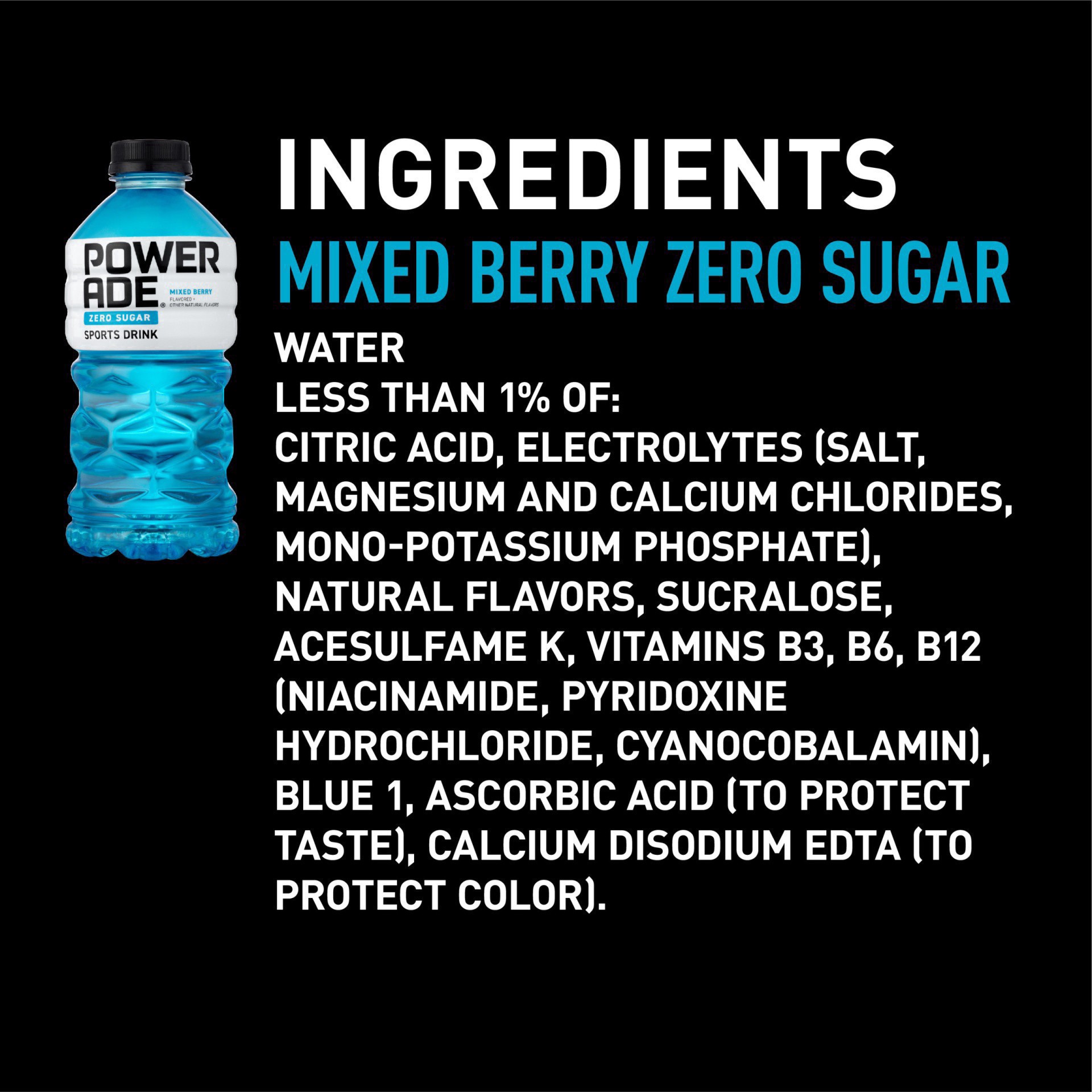 slide 13 of 20, Powerade Zero Sugar Mixed Berry Sports Drink 28.0 oz, 28 fl oz