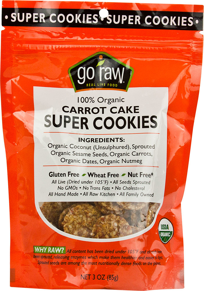 slide 1 of 1, Go Raw 100% Organic Carrot Cake Super Cookies, 3 oz