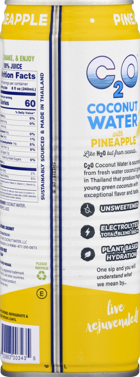 slide 6 of 9, C2O Pineapple Coconut Water with Pineapple 17.5 fl oz, 17.5 fl oz