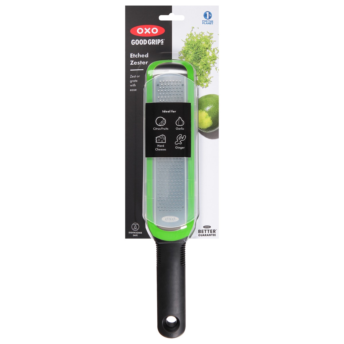 slide 1 of 9, Oxo Good Grips Etched Zester Grater - Green/Black/Silver, 1 ct