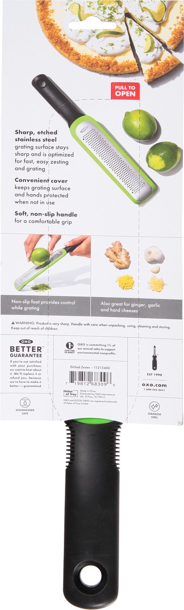 slide 6 of 9, Oxo Good Grips Etched Zester Grater - Green/Black/Silver, 1 ct