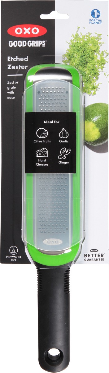 slide 2 of 9, Oxo Good Grips Etched Zester Grater - Green/Black/Silver, 1 ct