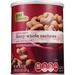 slide 1 of 1, CVS Gold Emblem Lightly Fancy Whole Cashews, Sea Salt, 18.25 oz; 1 lb 2.25 oz; 517 gram