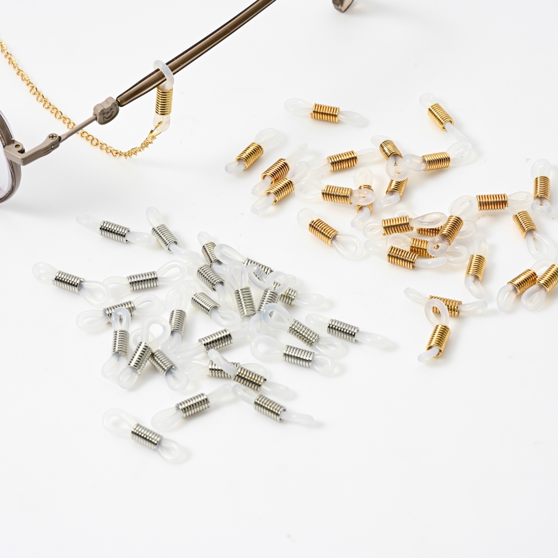 slide 3 of 3, Rhodium & Gold Silicone Connector Mix By Bead Landing, 22 mm