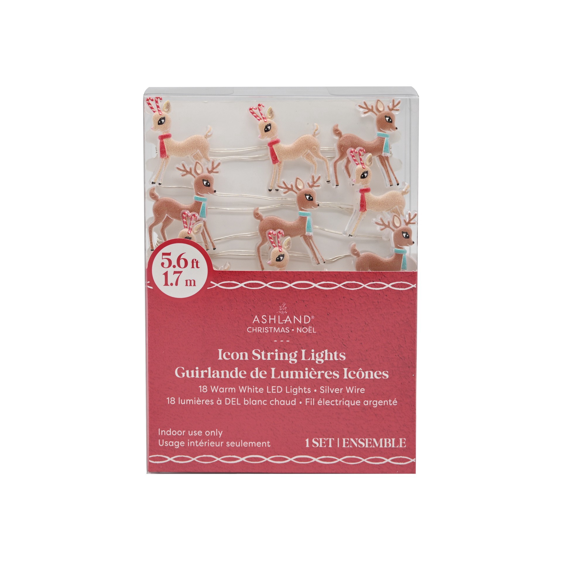 slide 3 of 4, 18ct. Warm White Led Reindeer String Lights On Silver Wire By Ashland, 18 ct