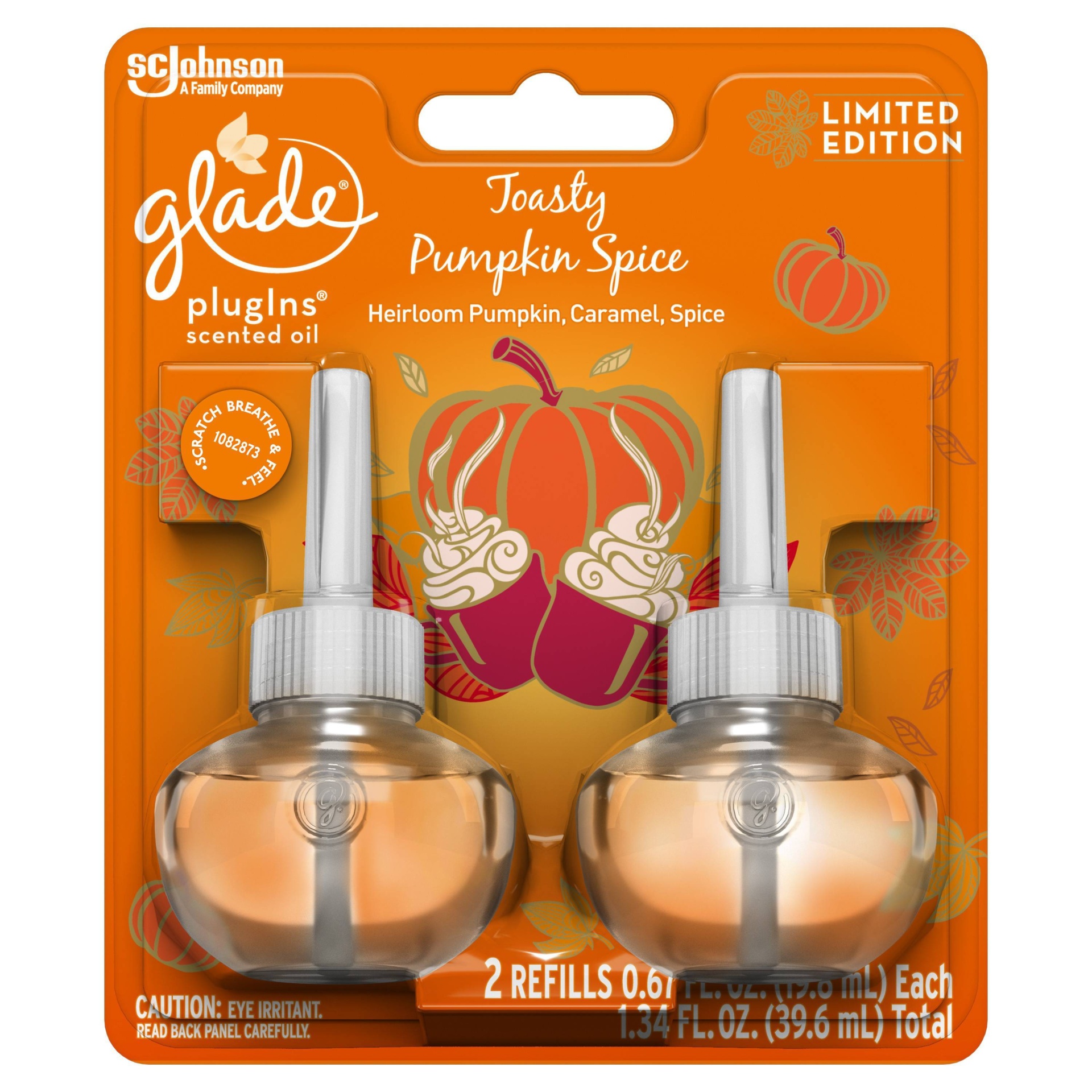 slide 1 of 1, Glade PlugIns Scented Oil Refill, Toasty Pumpkin Spice, 2 ct; 1.34 oz