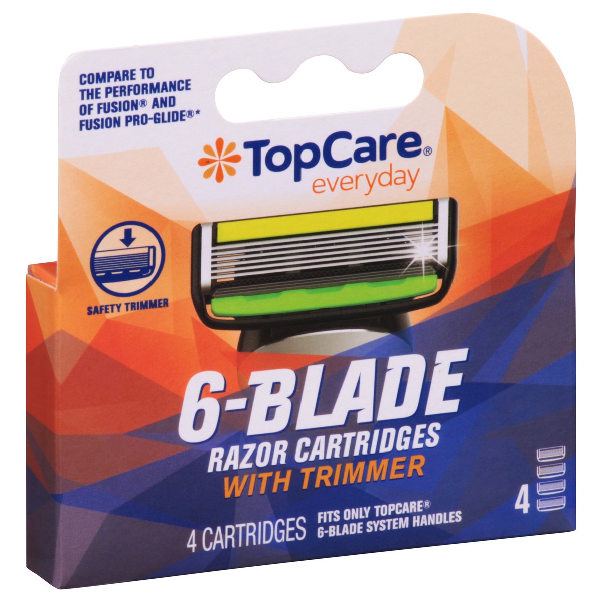 slide 2 of 4, Topcare Everyday 6-Blade With Trimmer Razor Cartridges 4 ea, 4 ct