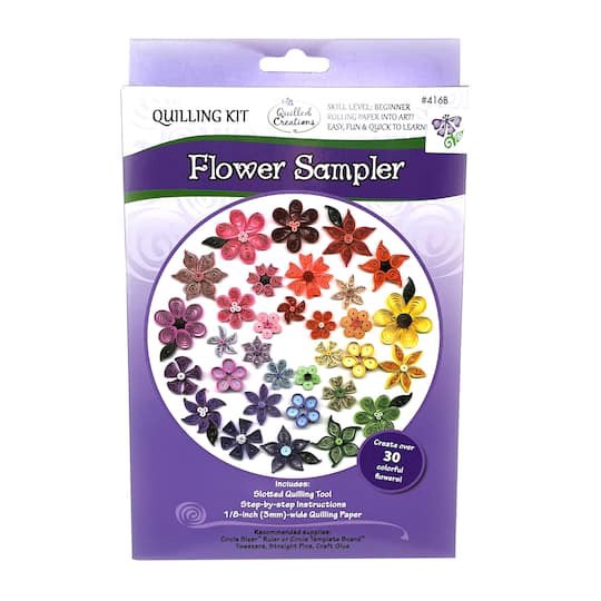 slide 1 of 6, Quilled Creations Flower Sampler Quilling Kit, 1/8 in
