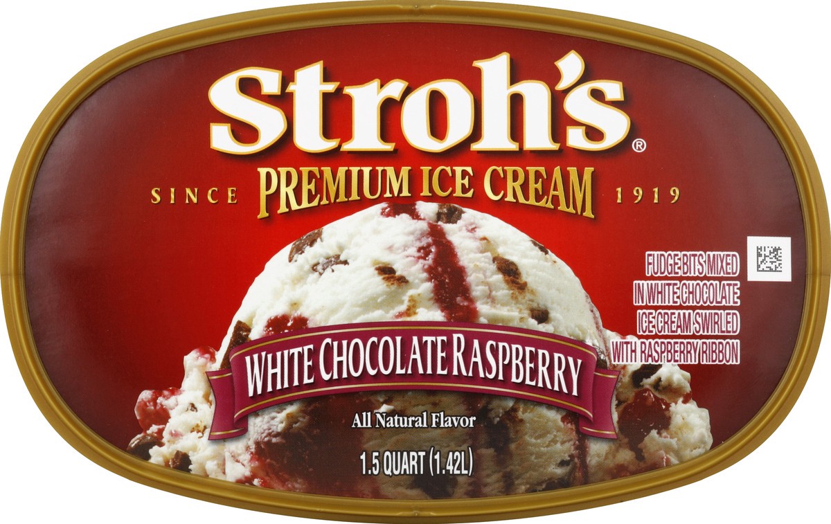 slide 4 of 5, Stroh's Ice Cream, White Chocolate Raspberry, 48 fl oz