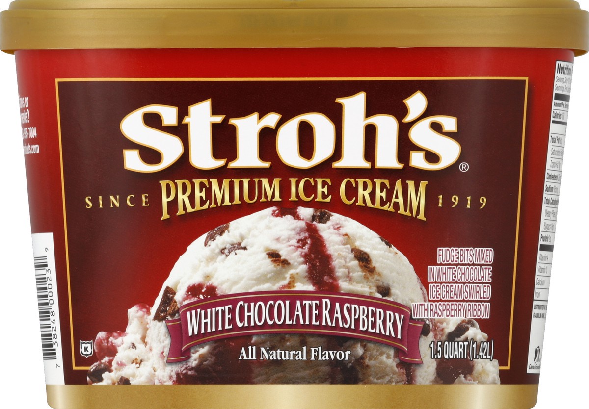 slide 5 of 5, Stroh's Ice Cream, White Chocolate Raspberry, 48 fl oz