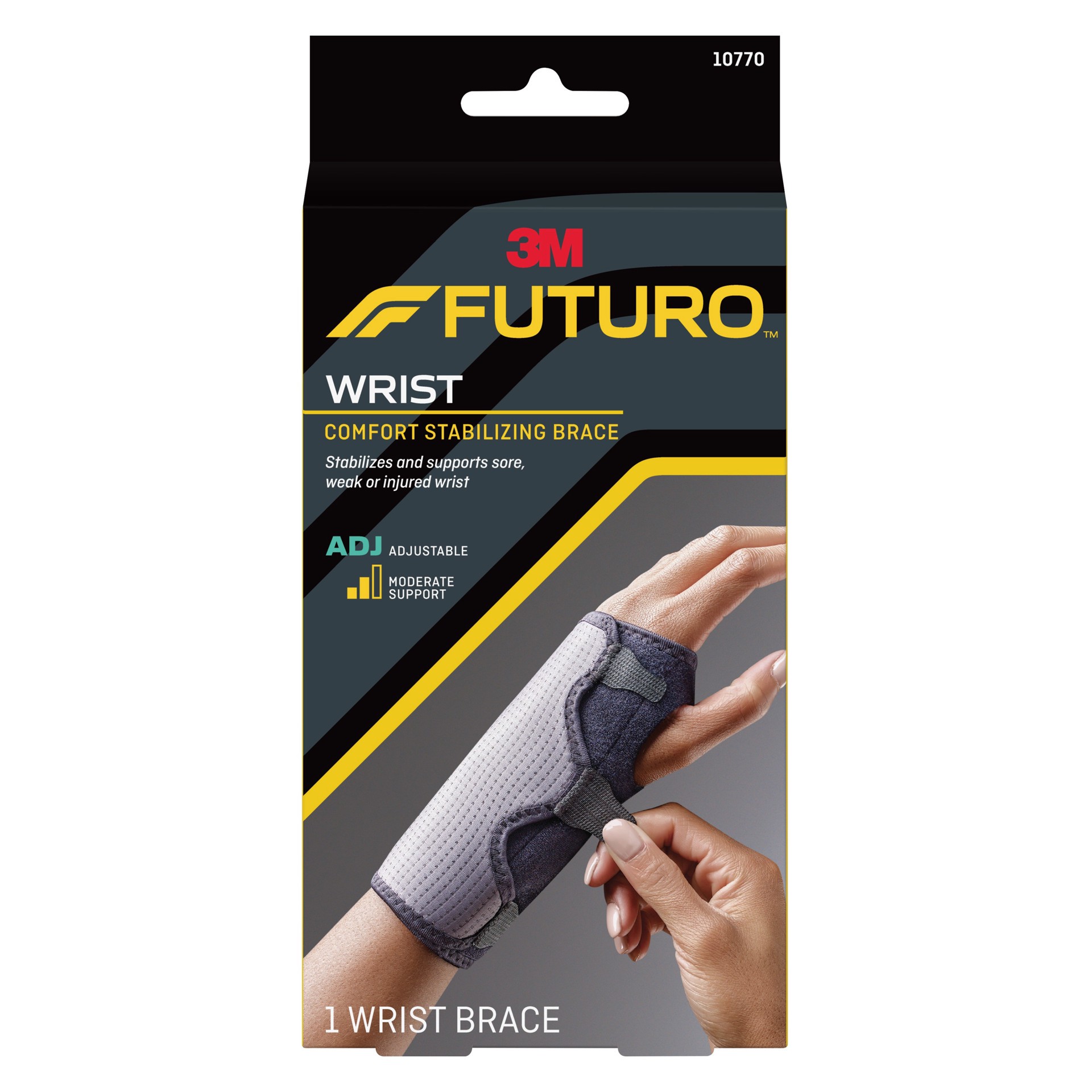 slide 1 of 1, Futuro Reversible Splint Wrist Brace Black, Adjustable, 1 ct