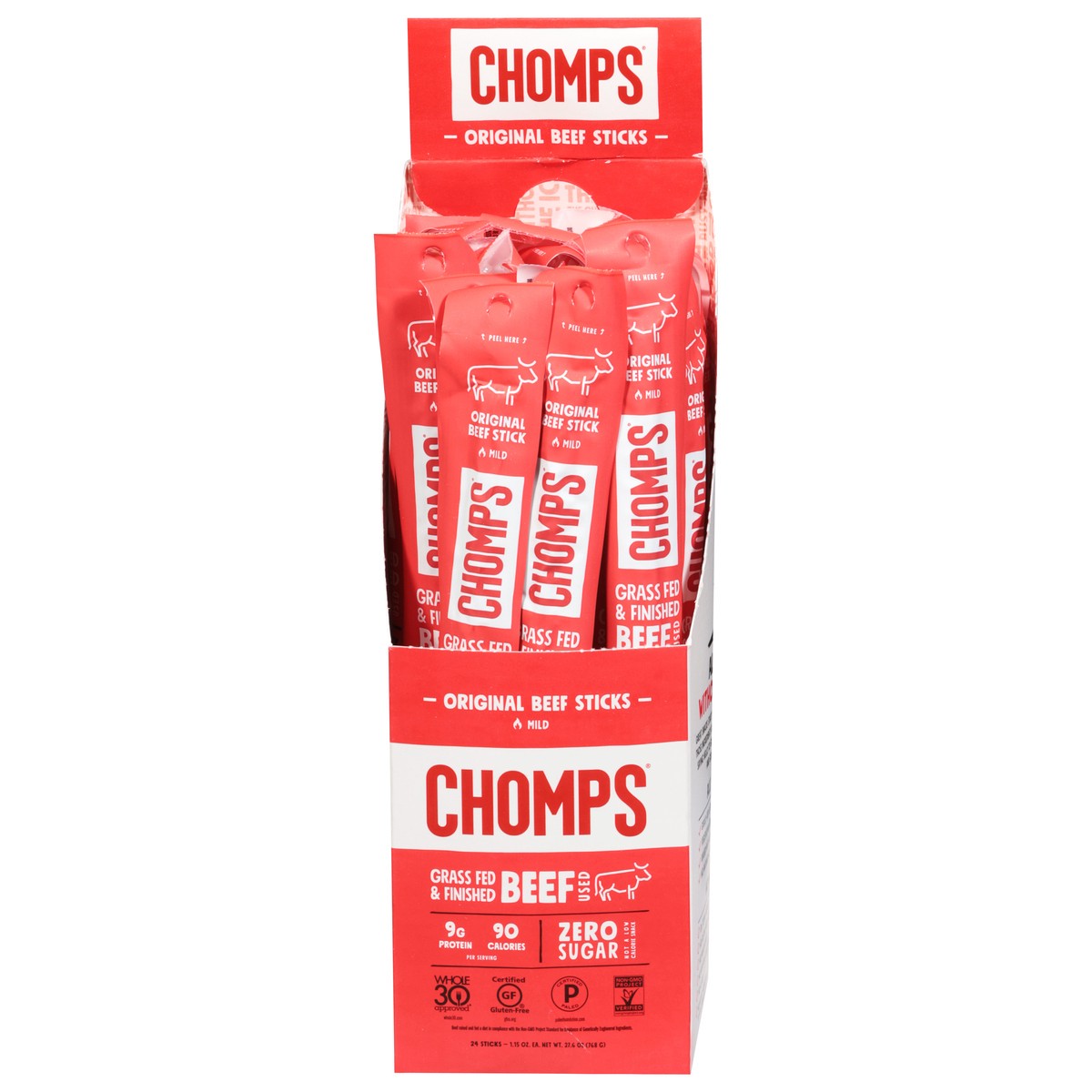 slide 1 of 14, Chomps Beef Stick, Original, Mild, 1.15 oz