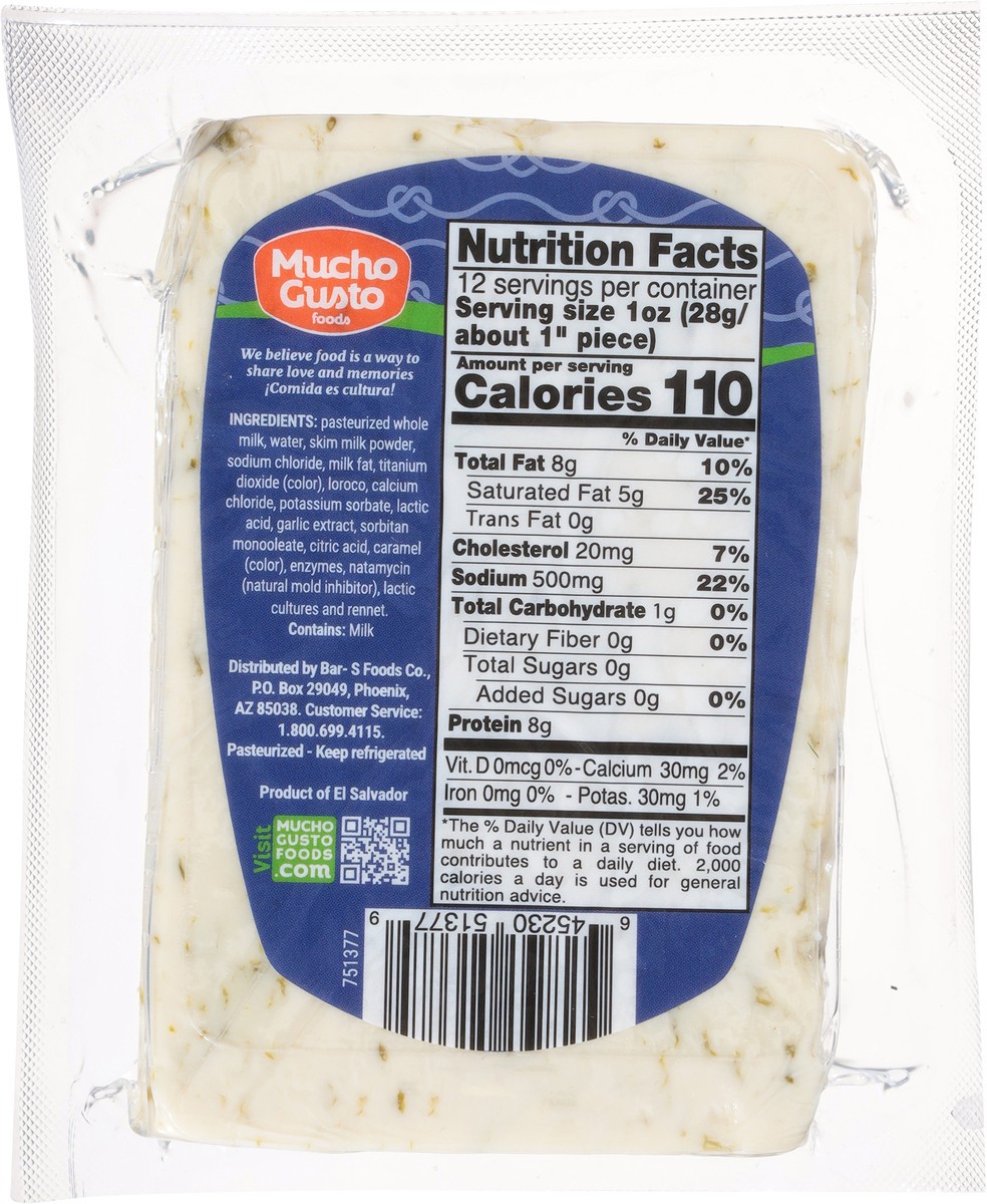 slide 12 of 13, Mucho Gusto Foods Salvadoran Crumbling Cheese with Loroco 12 oz, 12 oz