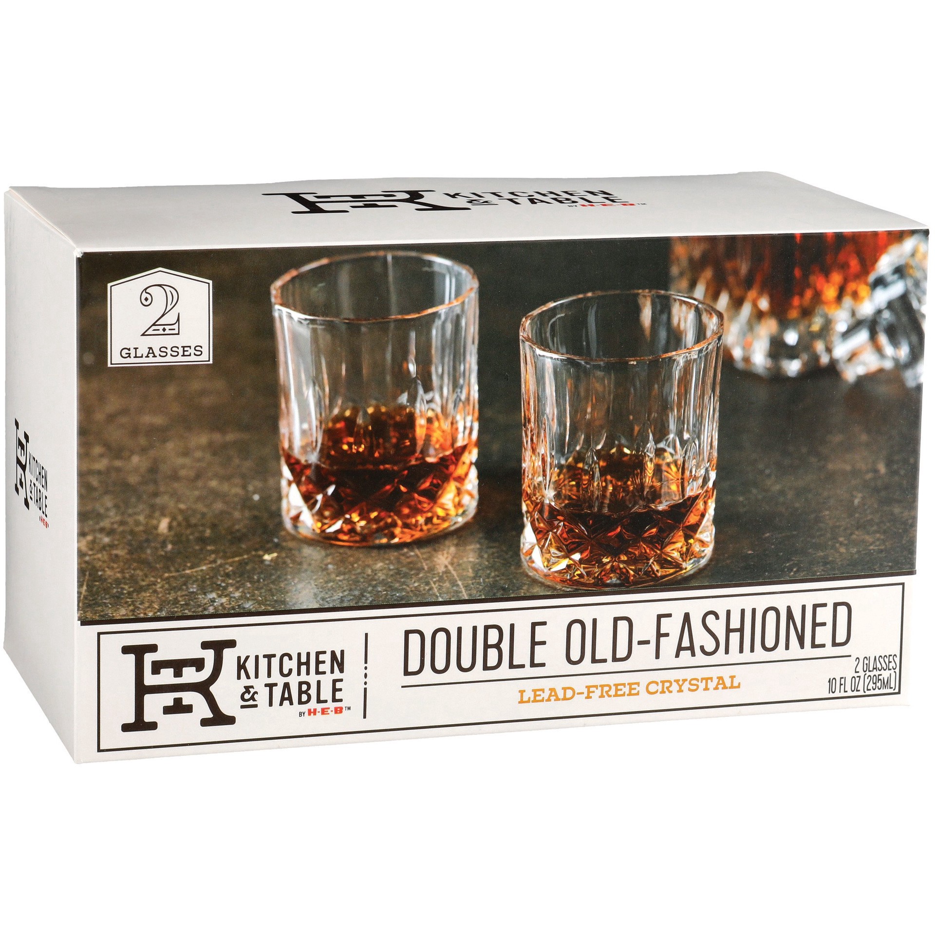 slide 1 of 1, Ktchen & Table by H-E-B Kitchen & Table by H-E-B Double Old-Fashioned Crystal Glasses, 2 ct