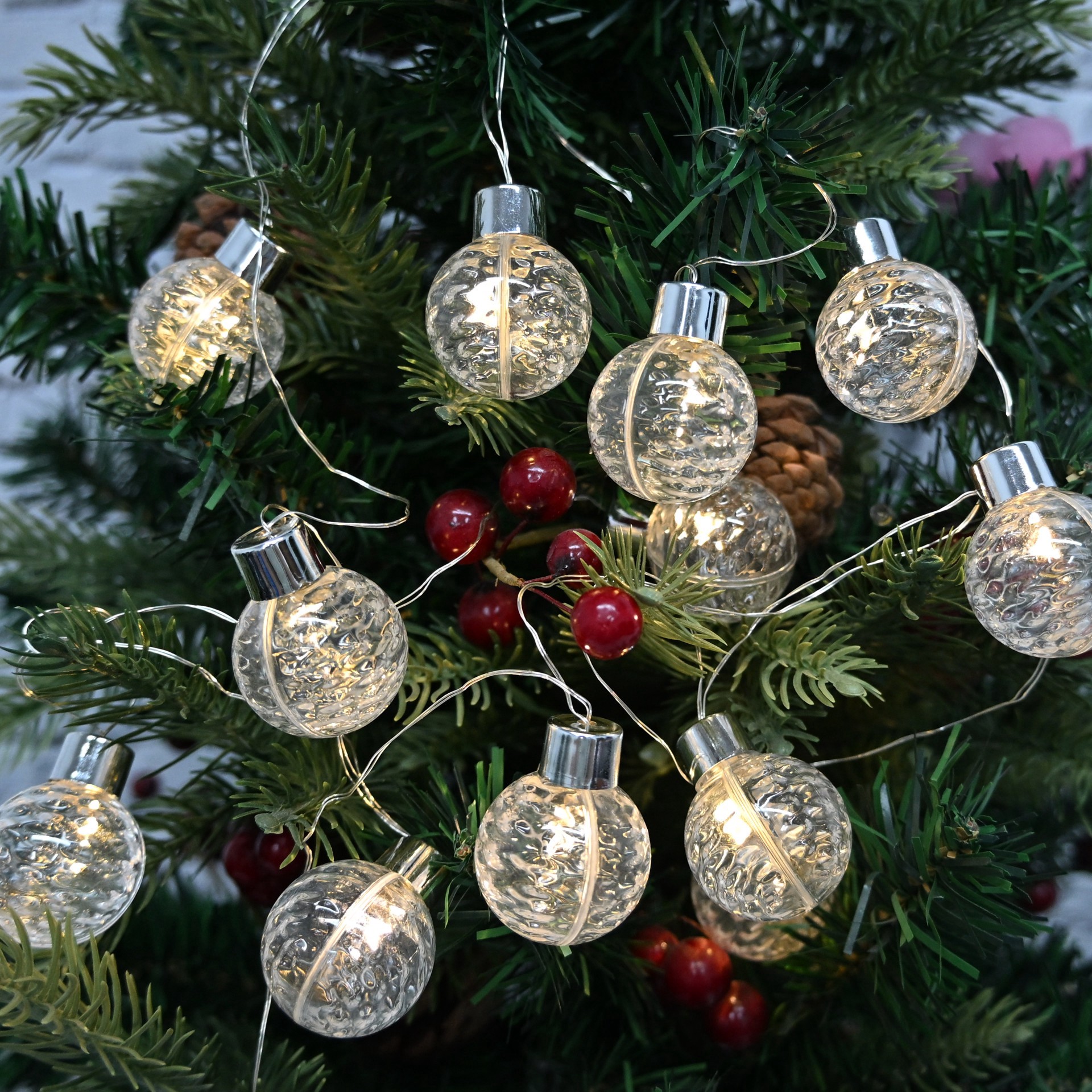 slide 2 of 4, 12ct. Warm White Led Clear G30 Ball String Lights On Silver Wire By Ashland, 12 ct