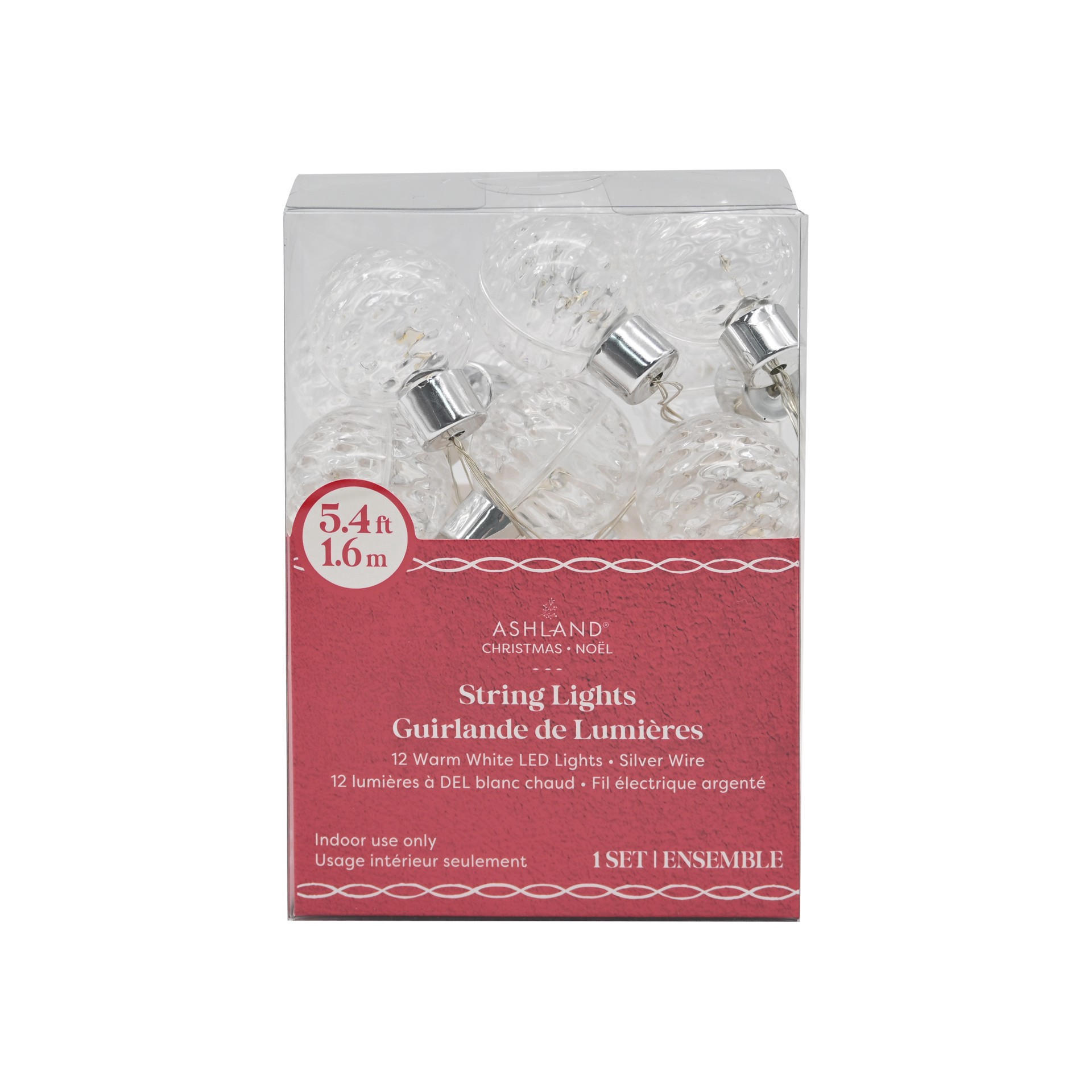 slide 4 of 4, 12ct. Warm White Led Clear G30 Ball String Lights On Silver Wire By Ashland, 12 ct
